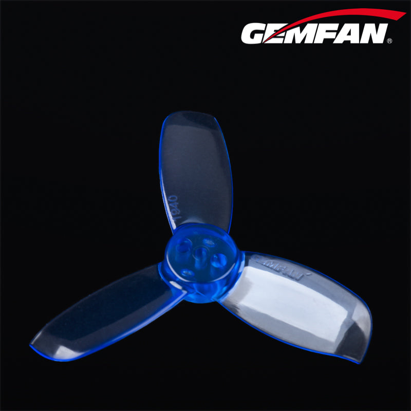 Gemfan 1940 Hulkie 3-Blade Props – Clear Blue (3-Hole Mount, 4 Pairs)