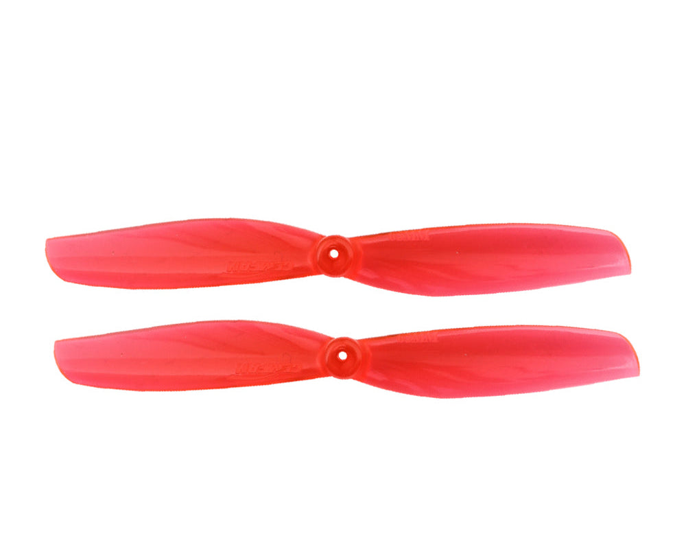 Gemfan 65mmS PC 2-Blade Props – Clear Red (Choose Shaft Size, 4 Pairs)