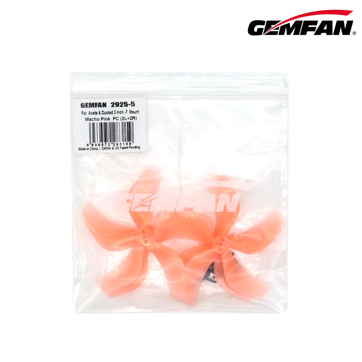Gemfan 2925 Ducted 5-Blade Propellers – 2mm Shaft (Macho Pink, 2 Pairs)