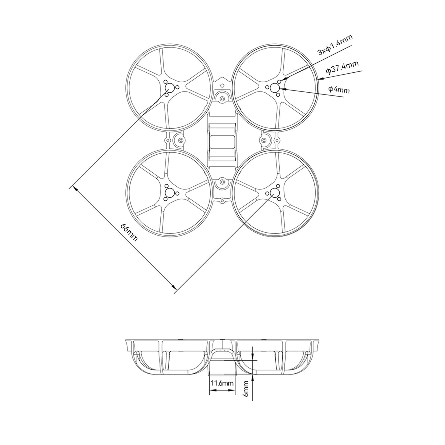 BETAFPV Meteor65 Pro Brushless Whoop Frame – Clear Grey