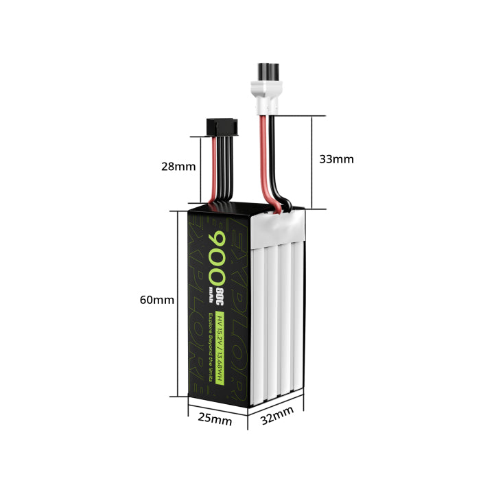 Flywoo Explorer 4S 900mAh HV 80C LiPo Battery – XT30 Plug (1pc)
