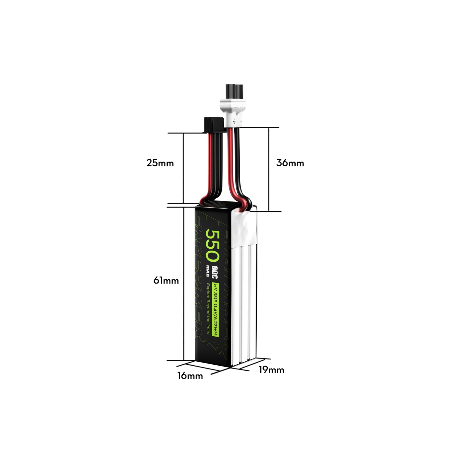 Flywoo Explorer 3S 550mAh 80C LiHV Battery XT30UP (2PCS)