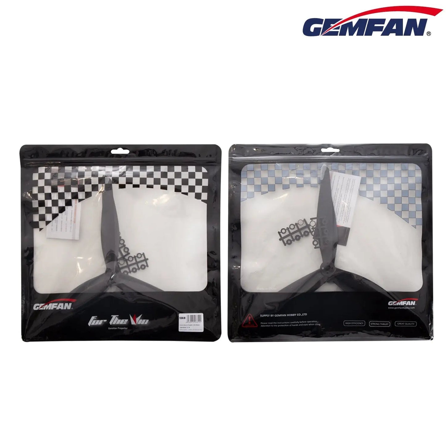 Gemfan 1308 Carbon Nylon 3-Blade Propeller – Black (13x8, 1 Pair)