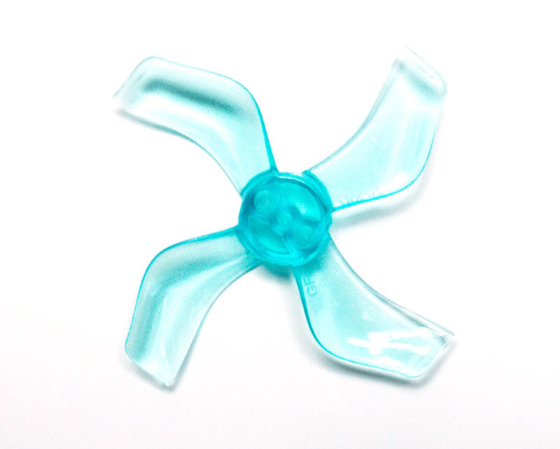 A single blue four-blade propeller with a central hub, designed for micro drone racing.