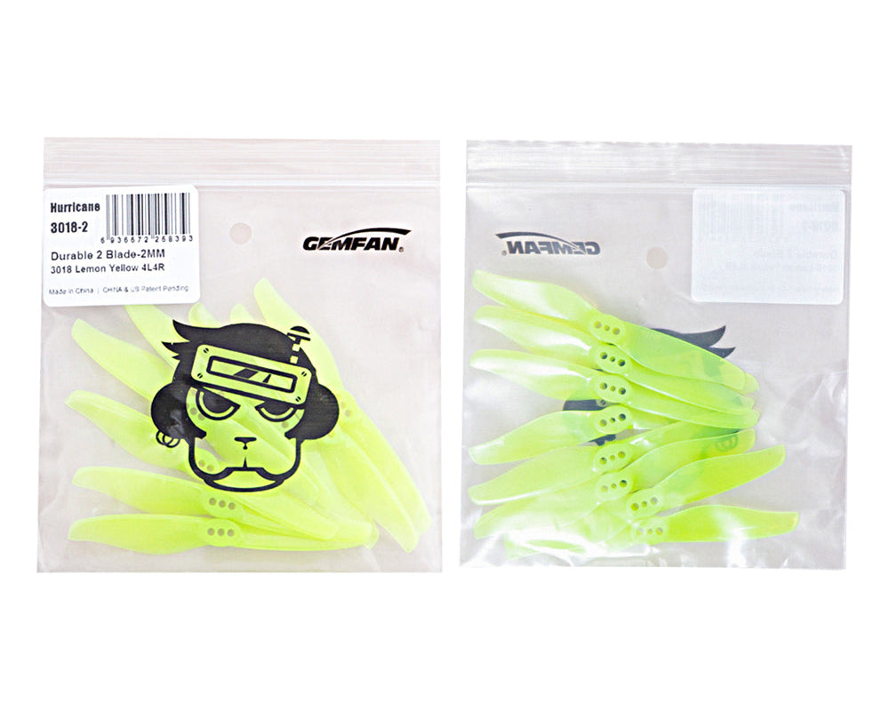 Gemfan 3018 Hurricane 2-Blade Props – Choose Shaft Size (4 Pairs)