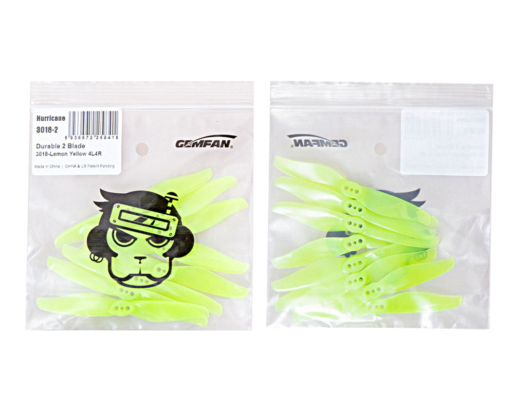 Gemfan 3018 Hurricane 2-Blade Props – Choose Shaft Size (4 Pairs)