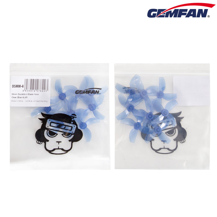 Gemfan 35mm 4-Blade Props – 1mm Shaft (Blue, 4 Pairs)