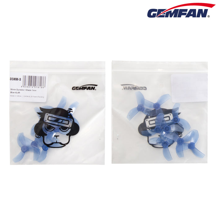 Gemfan 35mm 4-Blade Props – 1mm Shaft (Blue, 4 Pairs)