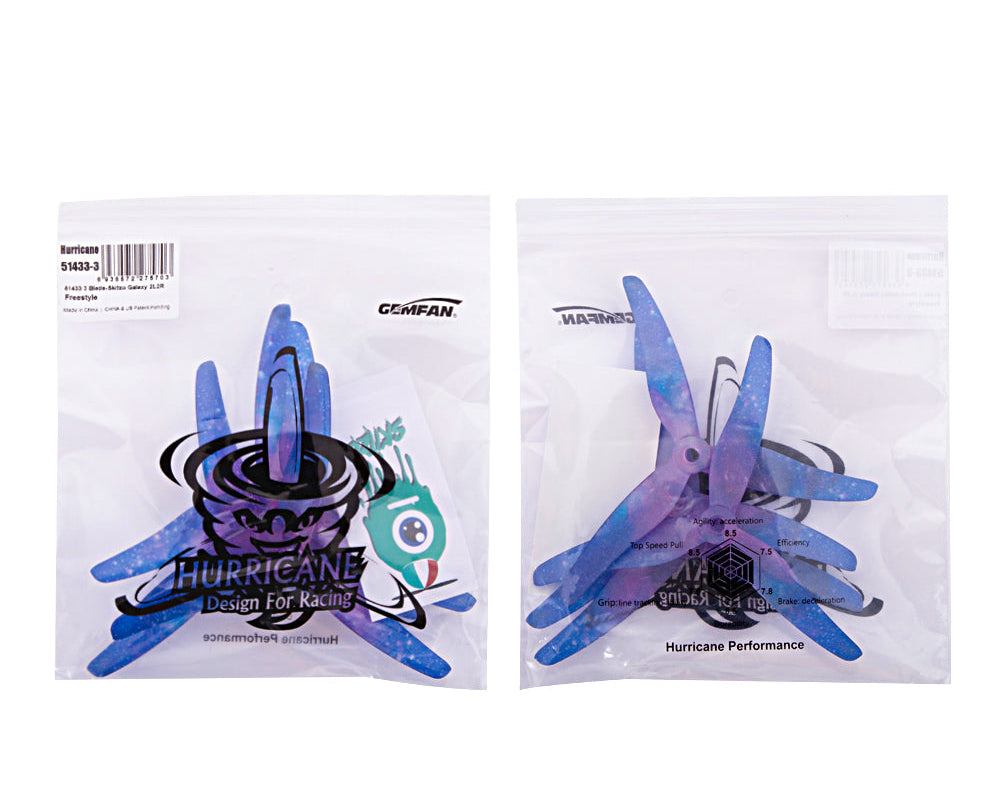 Gemfan 51433 Hurricane 3-Blade Props – Choose Color (2 Pairs)