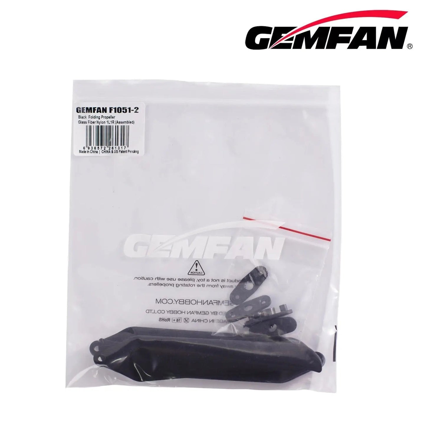 Gemfan F1051 Folding 2-Blade Glass Fiber Nylon Propeller – Black (Unassembled, 1 Pair)