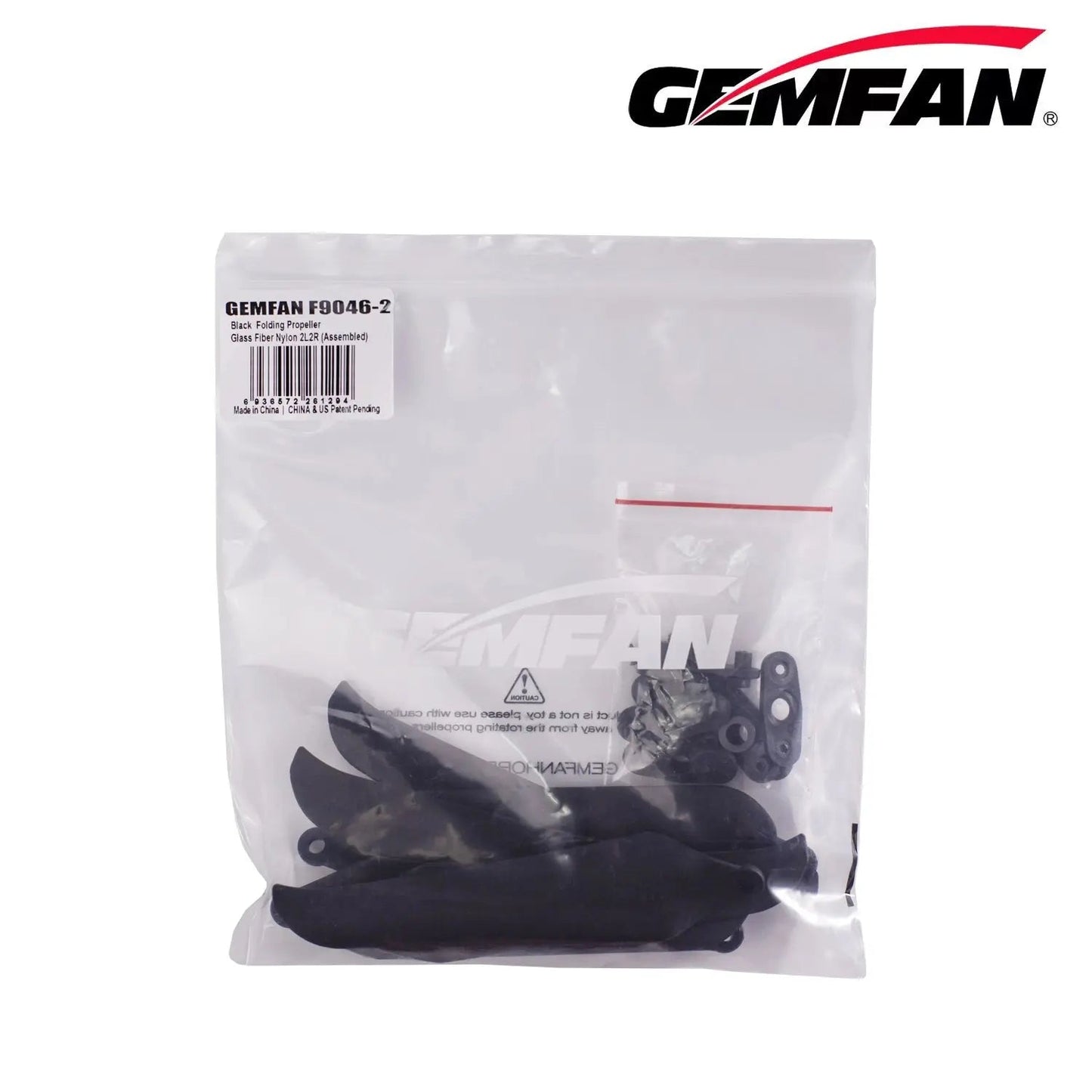 Gemfan F9046 Folding 2-Blade Glass Fiber Nylon Propeller – Black (Unassembled, 1 Pair)