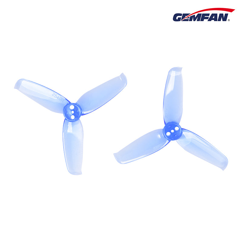 Gemfan Flash 2540 3-Blade Props – Clear Blue (1.5mm Shaft, 4 Pairs)
