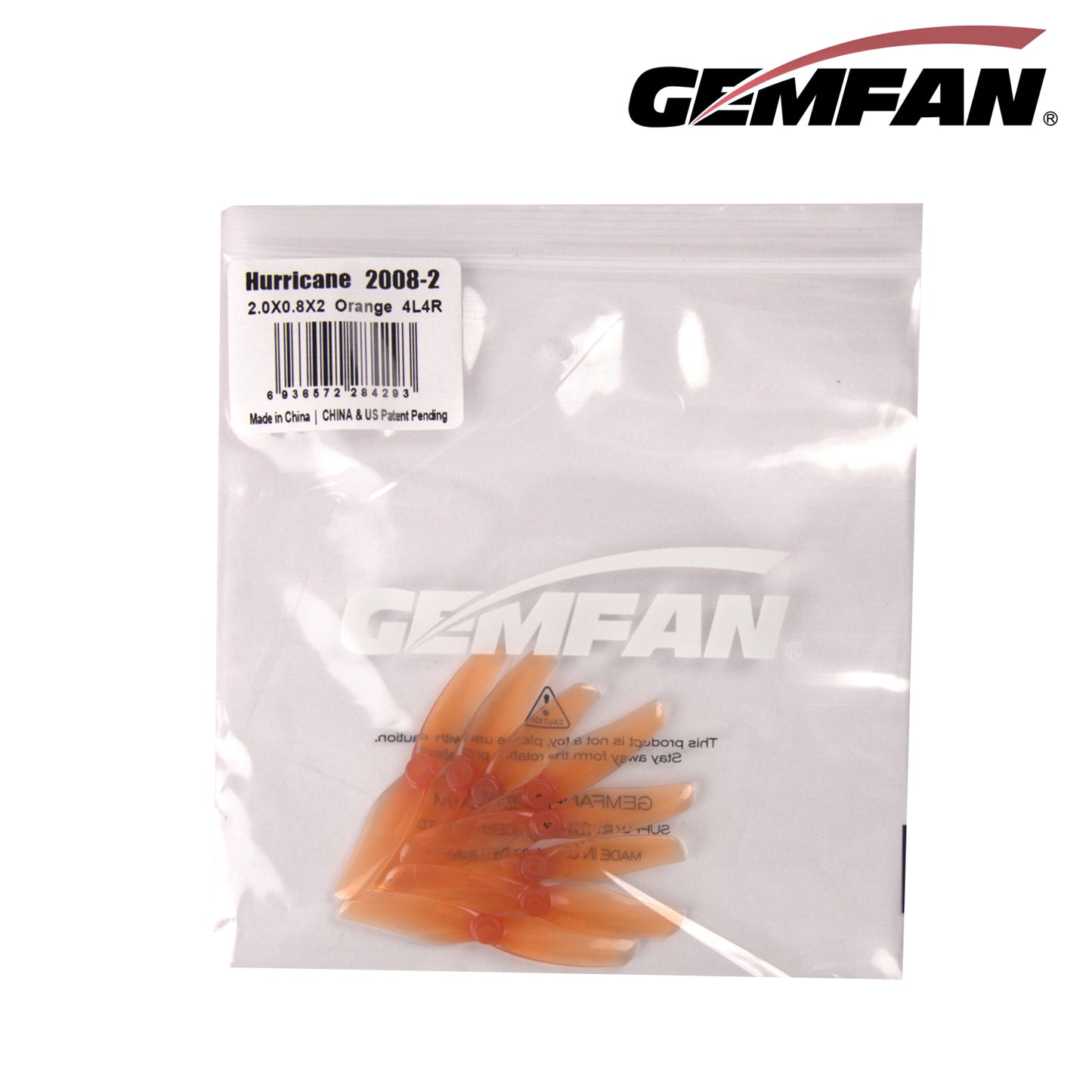 Gemfan Hurricane 2008 2-Blade Props – Orange (1.5mm Shaft, 4 Pairs)