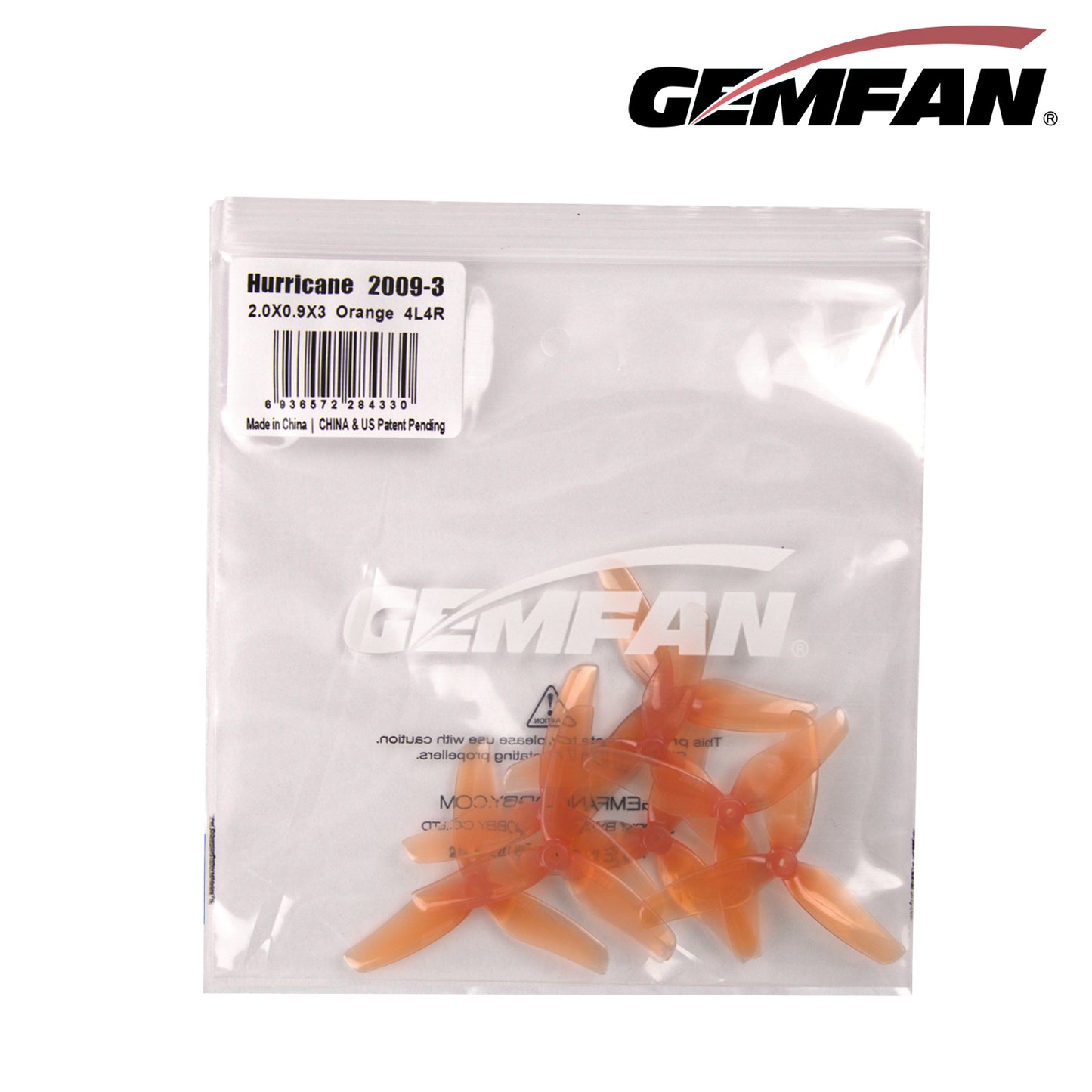 Gemfan Hurricane 2009 3-Blade Props – Choose Color & Shaft Size (4 Pairs)
