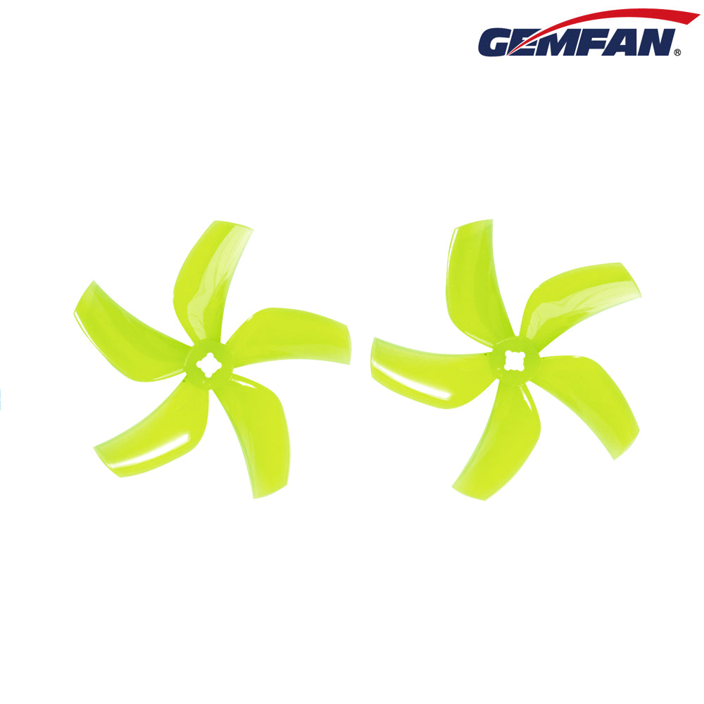Gemfan D76 Ducted 5-Blade Propellers – Yellow (1.5mm T-Mount & M5, 2 Pairs)