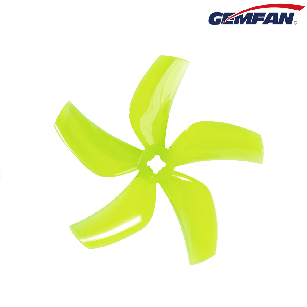 Gemfan D76 Ducted 5-Blade Propellers – Yellow (1.5mm T-Mount & M5, 2 Pairs)