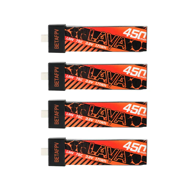 BETAFPV LAVA 1S 450mAh 75C BT2.0 Battery (4PCS)