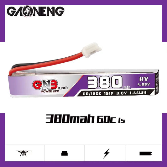 Gaoneng GNB 380mAh HV 3.8v 1S 60C - HV Lipo Whoop Cabled PH 2.0 Battery