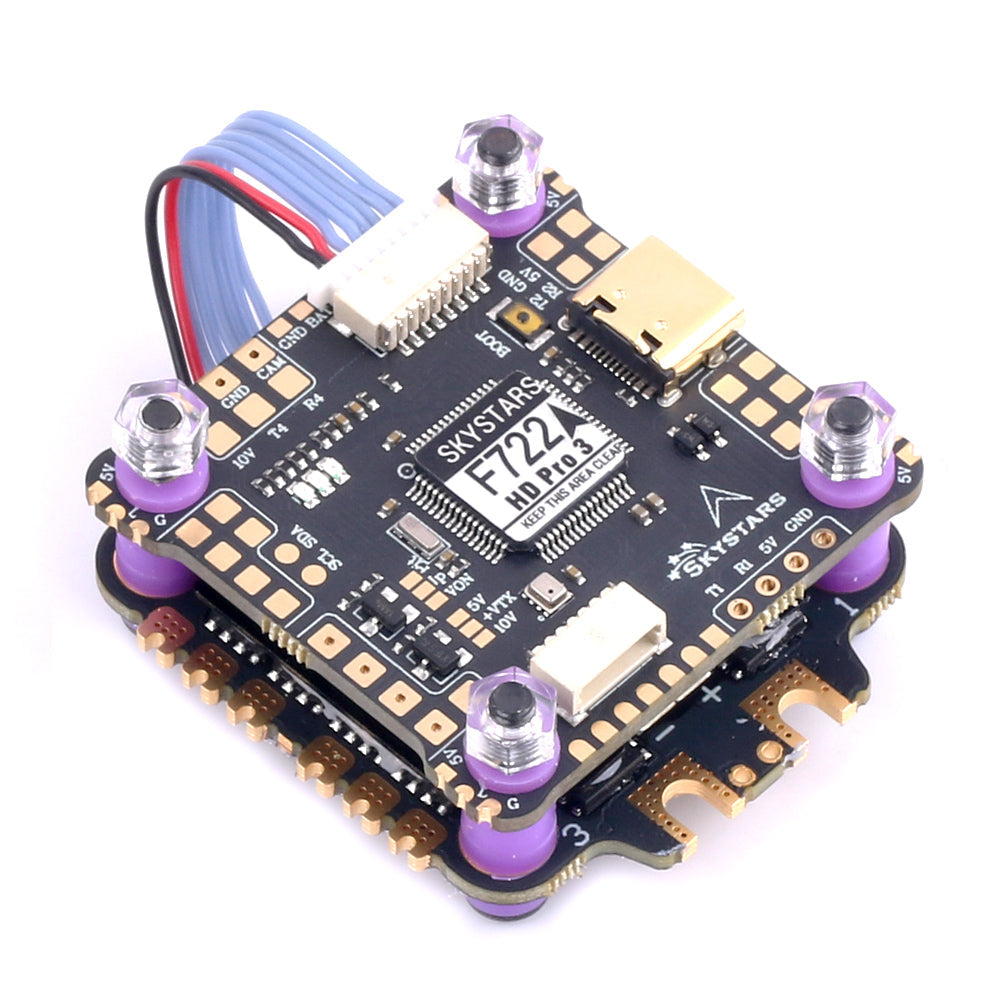 Skystars F7HD Pro 3 Flight controller and KO45A Blheli-32 128KHz ESC Stack - 30x30mm