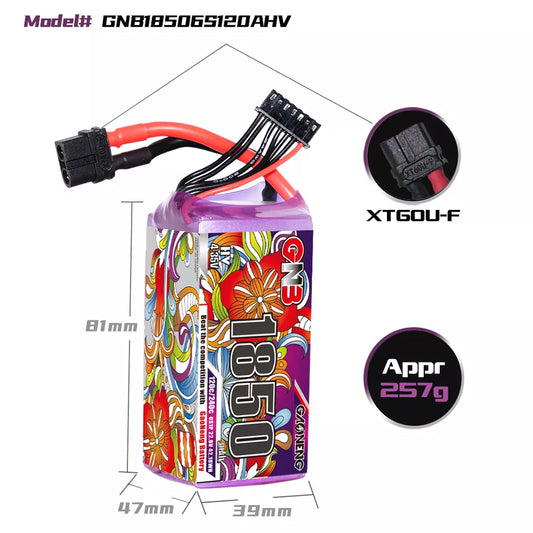 Gaoneng GNB 1850mAh 22.8V 6S HV 120C Lipo Battery - XT60