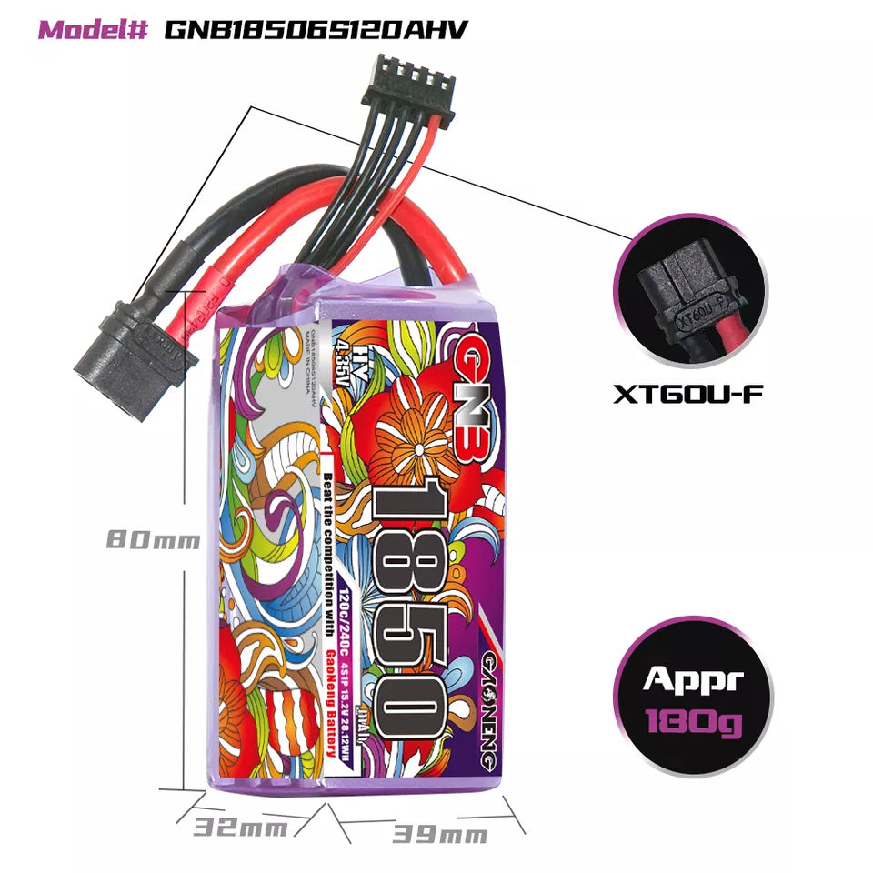 Gaoneng GNB 1850mAh 15.2V 4S HV 120C Lipo Battery - XT60