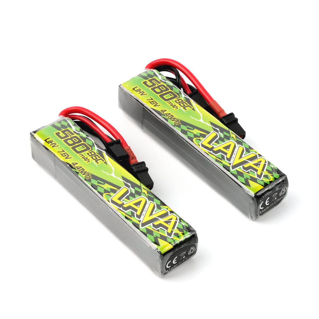 BETAFPV LAVA II 2S 580mAh 95C LiPo battery 2 pack for micro FPV drones and cinewhoops