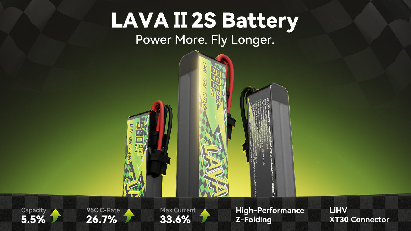 BETAFPV LAVA II 2S 580mAh 95C LiPo Battery (2PCS)