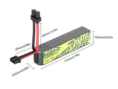 BETAFPV LAVA II 2S 580mAh 95C LiPo Battery (2PCS)