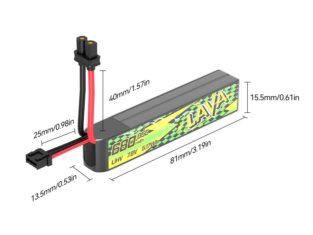 BETAFPV LAVA II 2S 680mAh 95C LiPo Battery (2PCS)