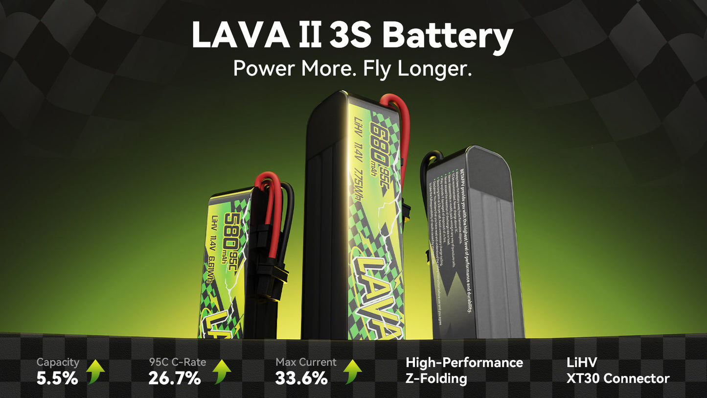 BETAFPV LAVA II 3S 580mAh 95C LiPo Battery (2PCS)