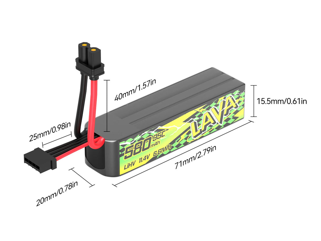 BETAFPV LAVA II 3S 580mAh 95C LiPo Battery (2PCS)