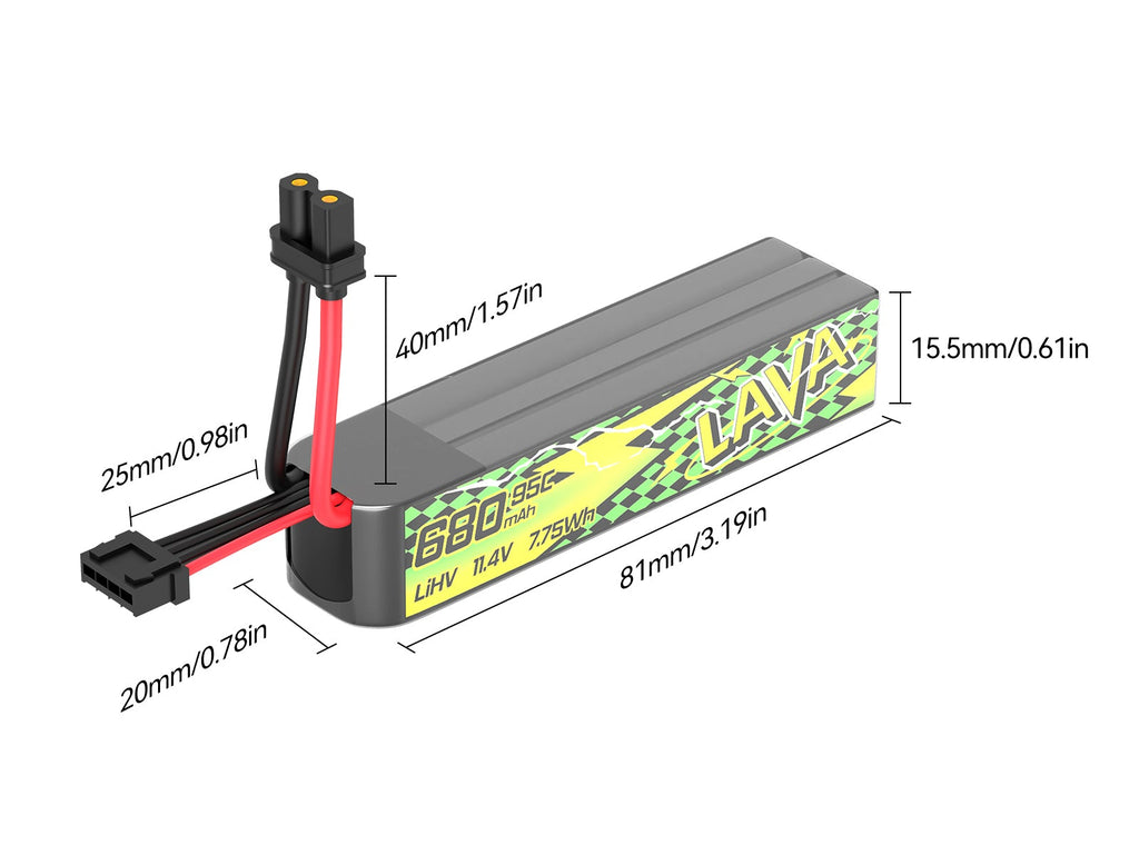 BETAFPV LAVA II 3S 680mAh 95C LiPo Battery (2PCS)