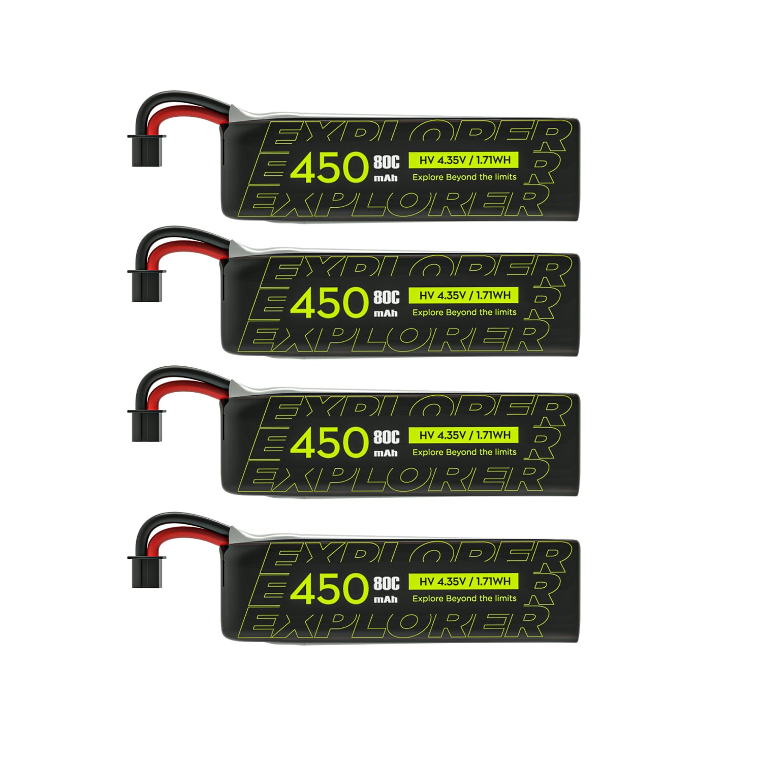 Flywoo Explorer 1S 450mAh LiHV battery with A30 connector pack of 4 for FPV drones