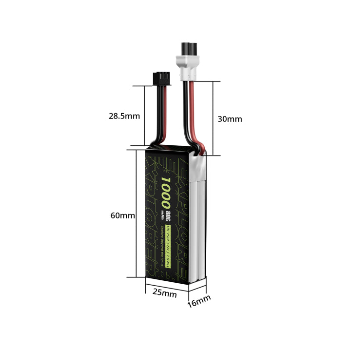 Flywoo Explorer 2S 1000mAh HV 80C LiPo Battery – XT30 Plug (2pcs)