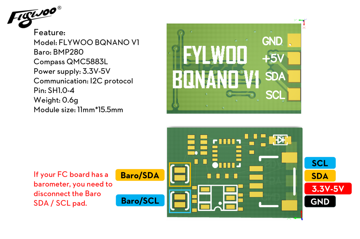 Flywoo BQNANO V1.0 Compass & Barometer Module – 0.6g