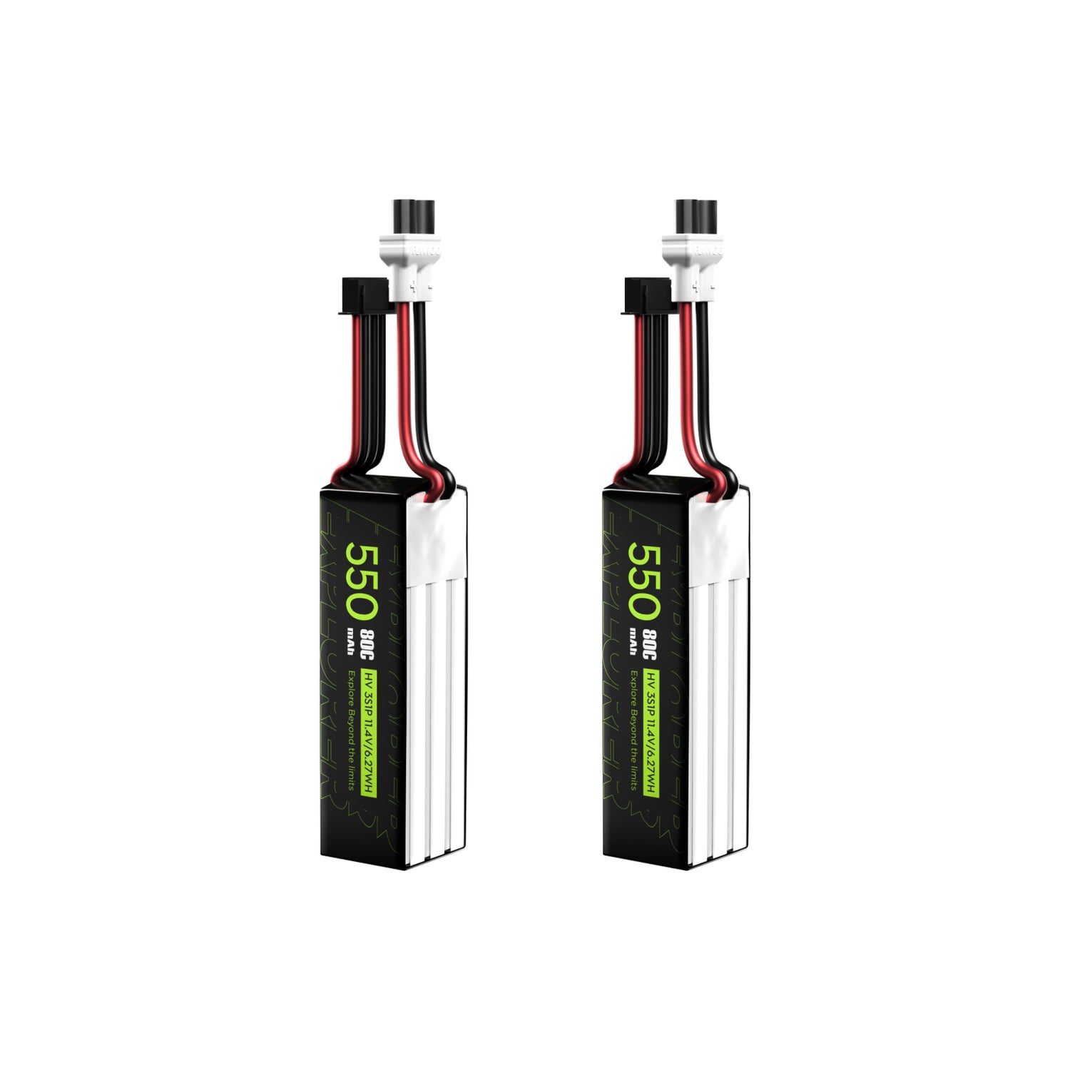 Flywoo Explorer 3S 550mAh 80C LiHV XT30UP battery 2 pack for lightweight FPV drones