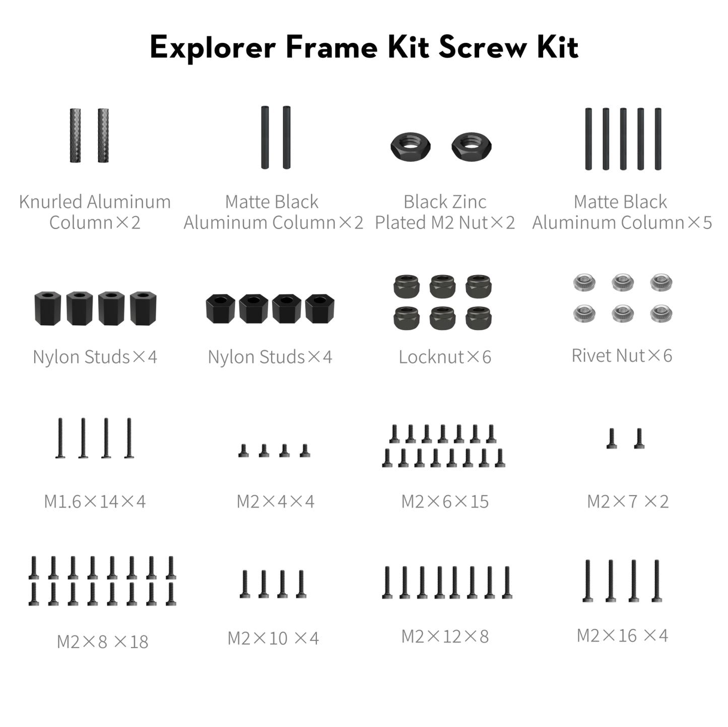 Flywoo Explorer LR 4 hardware set screws and mounting parts for FPV drone frame replacement