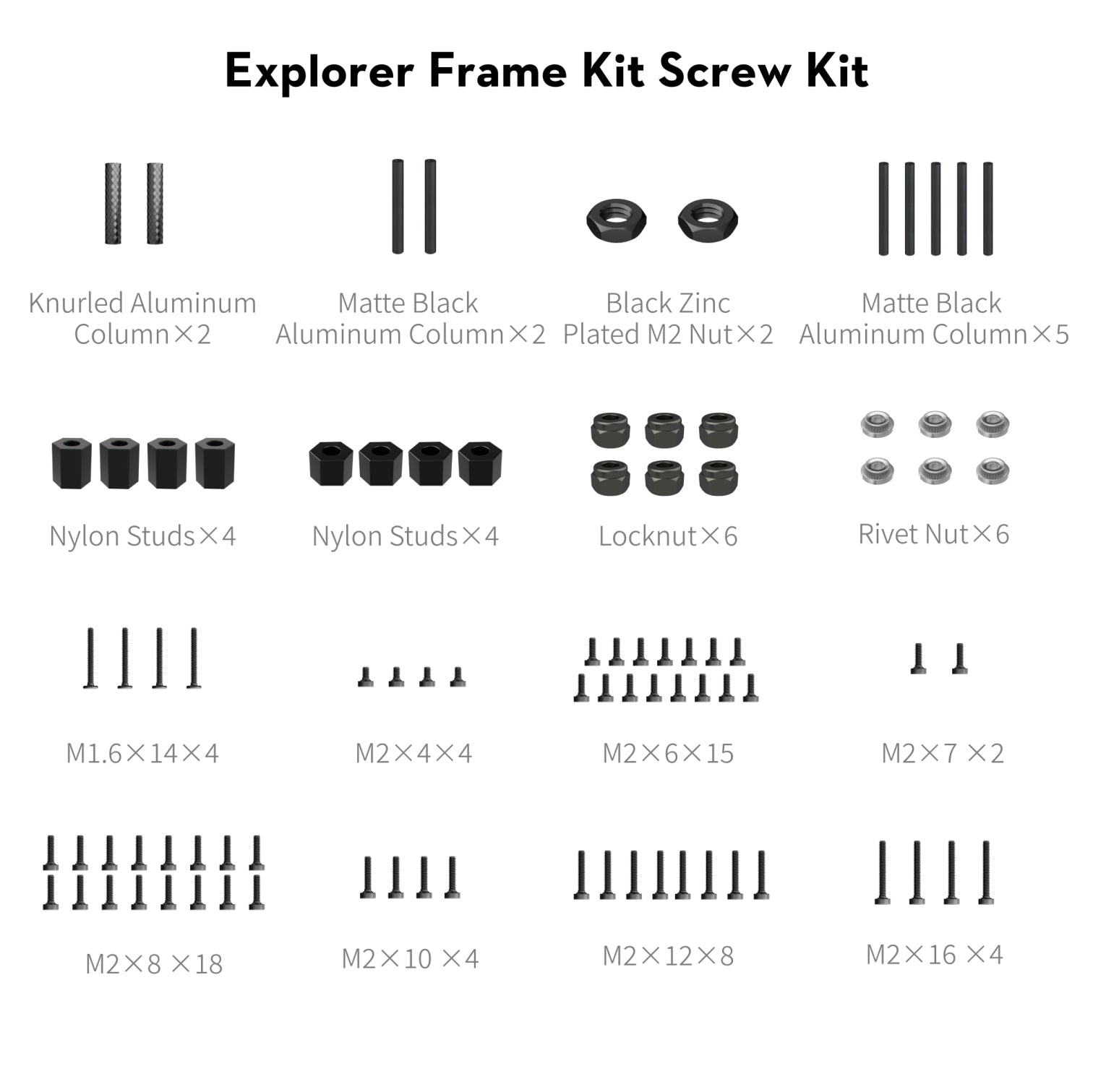 Flywoo Explorer LR 4 hardware set screws and mounting parts for FPV drone frame replacement