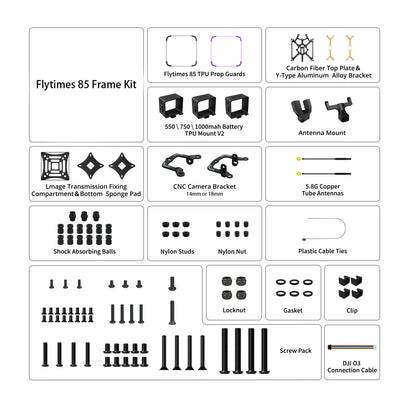 Flywoo FlyTimes 85 Frame Kit – o4/O3 Lite (18mm)