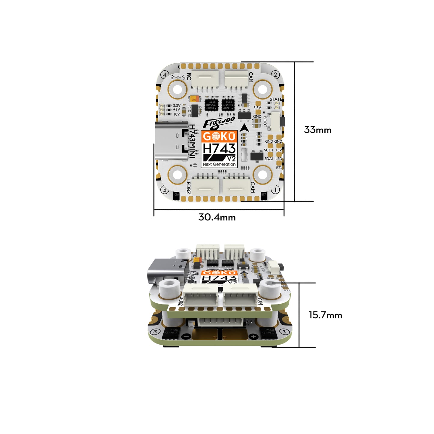 Flywoo GOKU H743 Pro Mini 45A 32Bit 128K 20x20 Stack – Plug & Play for O4 / O4 Pro
