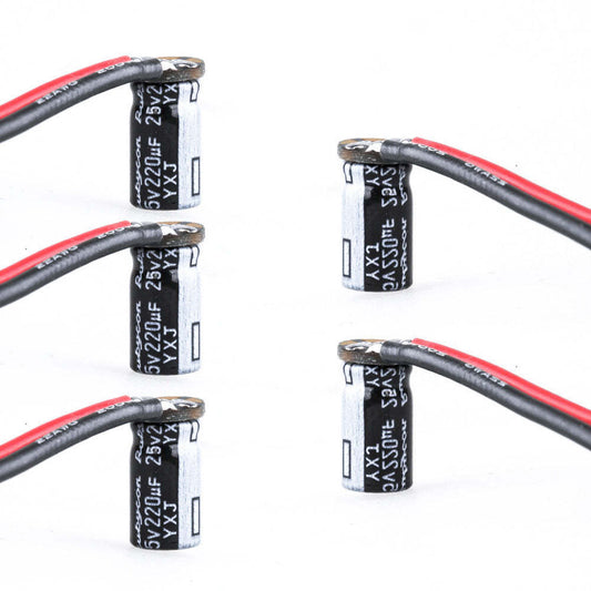 Flywoo Rubycon 25V 220uF low ESR capacitor with PCB 5 pack for FPV drone power filtering