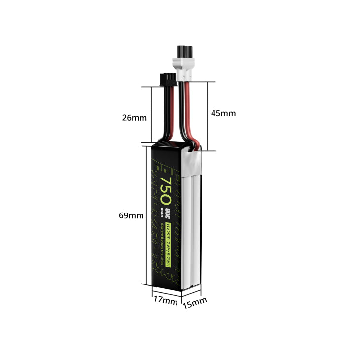 Flywoo Explorer 750mAh LiHV 2S 80C Battery 2pcs（Flywoo XT30UP）