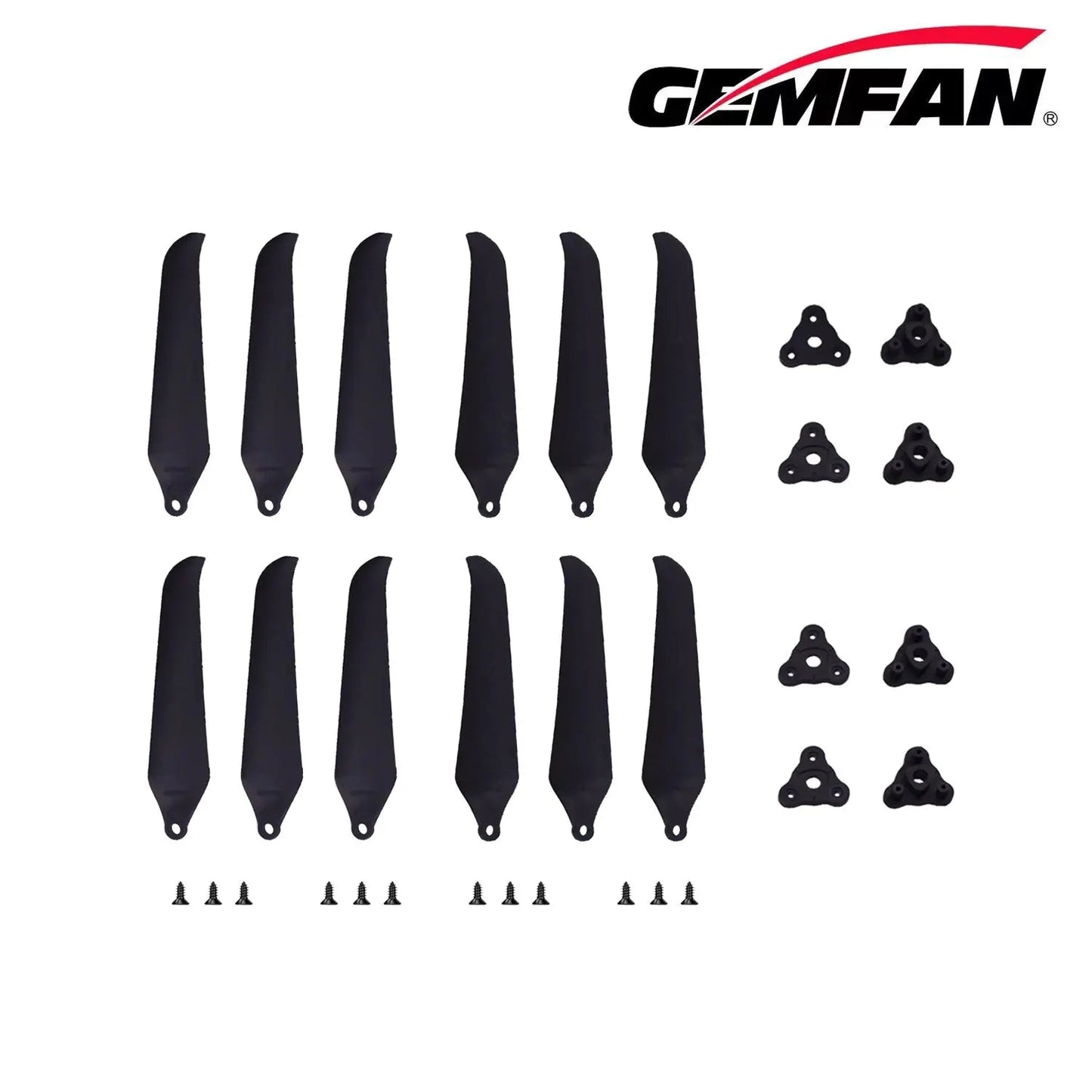 Gemfan F9046 Folding 3-Blade Glass Fiber Nylon Propeller – Black (Unassembled, 1 Pair)