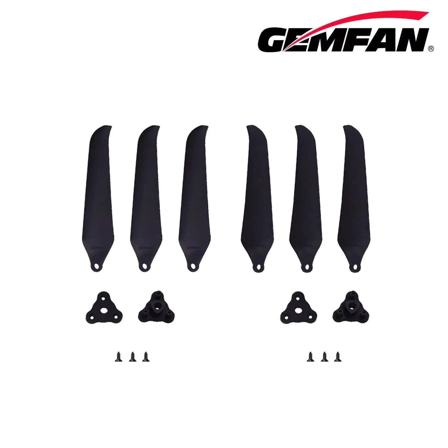 Gemfan F9046 Folding 3-Blade Glass Fiber Nylon Propeller – Black (Unassembled, 1 Pair)