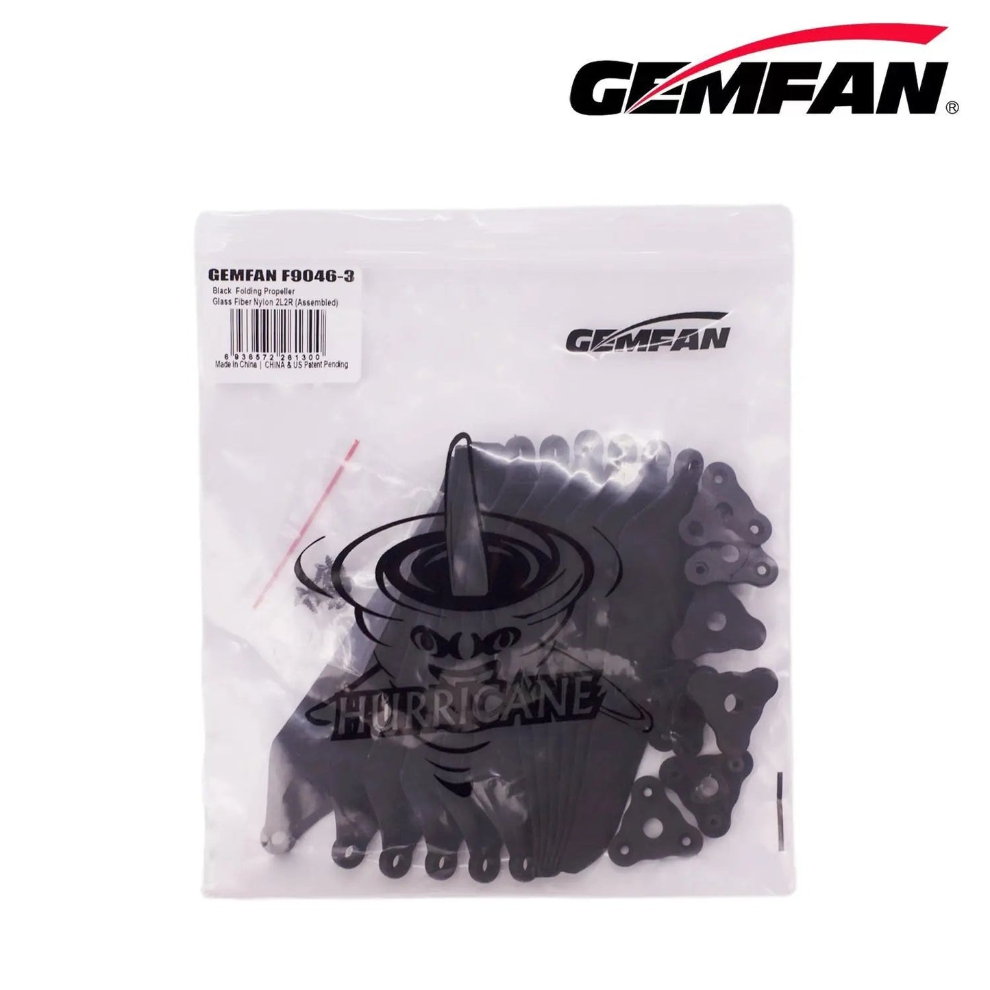 Gemfan F9046 Folding 3-Blade Glass Fiber Nylon Propeller – Black (Unassembled, 1 Pair)