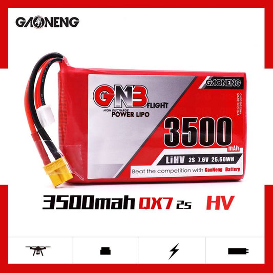 Gaoneng GNB 7.6V 2S HV LIPO 3500mah Transmitter Battery for Taranis QX7 XT30 Plug