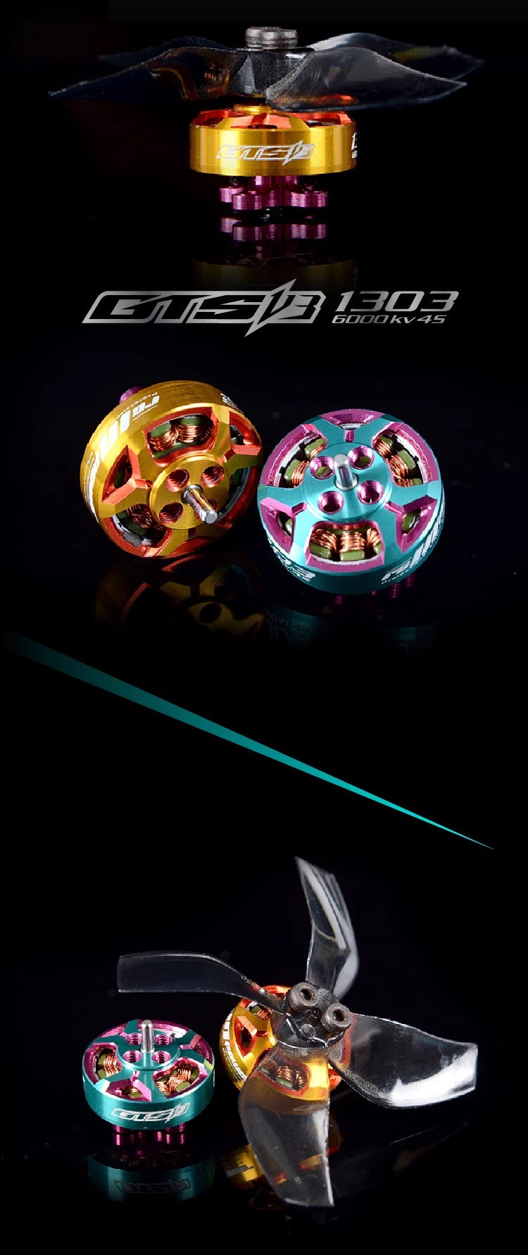 RCINPower GTS V3 1303 6000KV Plus Brushless FPV Motor (1 pc) - Gold Orange