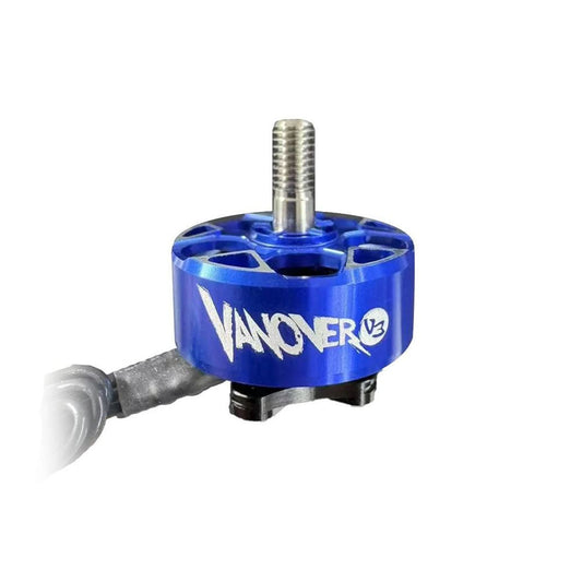 RCINPower Vanover V3 2207 Brushless FPV Drone Motor in Gunmetal Grey with Blue accents – available in 1920KV, 2020KV, and 2150KV